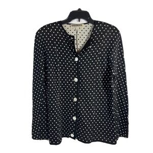 Worldly Things by Stylricot Womens Scoop Neck Blouse Jacket Black Polka Dot - 12